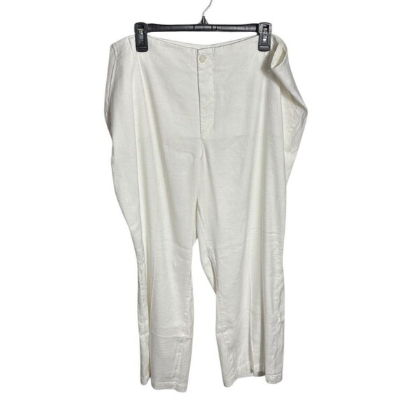 NYDJ Marilyn Ankle Trousers Linen Blend White Size 16W Lift Tuck Technology‎ - Picture 1 of 6